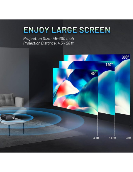 Proyector CLOKOWE YG661 1080P HD WiFi Bluetooth 300"