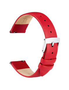 Correa de Reloj de Cuero OTTOODY 20mm Roja Hebilla Plata