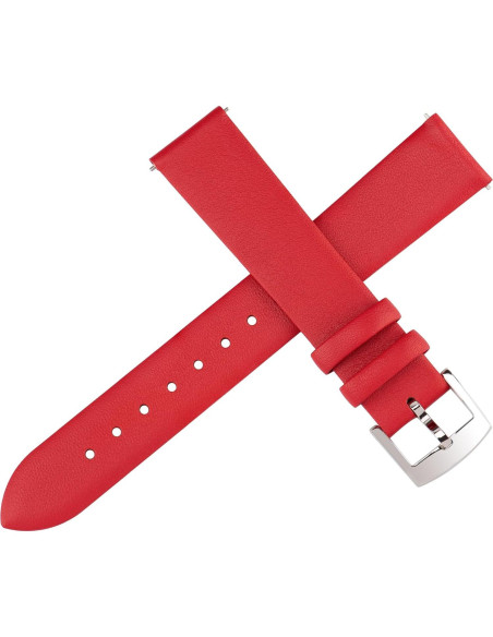 Correa de Reloj de Cuero OTTOODY 20mm Roja Hebilla Plata
