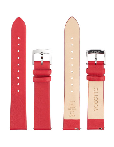 Correa de Reloj de Cuero OTTOODY 20mm Roja Hebilla Plata