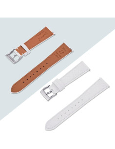 Correa de Reloj de Cuero JWNSPA 20mm Blanco Hebilla Plateada 2