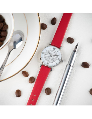 Correa de Reloj de Cuero OTTOODY 20mm Roja Hebilla Plata