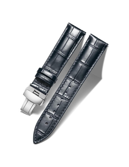 Correa de Reloj de Cuero BINLUN 12-24mm Hebilla Plateada