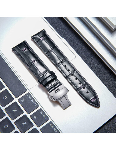 Correa de Reloj de Cuero BINLUN 12-24mm Hebilla Plateada