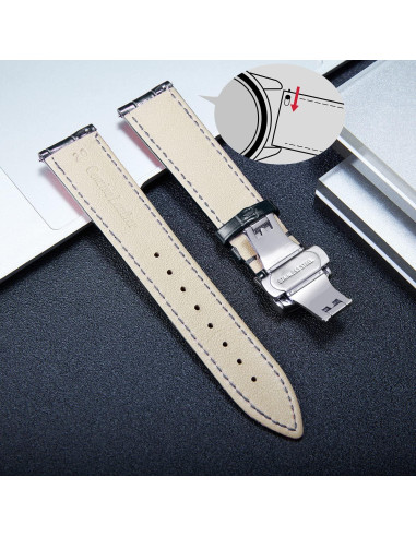 Correa de Reloj de Cuero BINLUN 12-24mm Hebilla Plateada