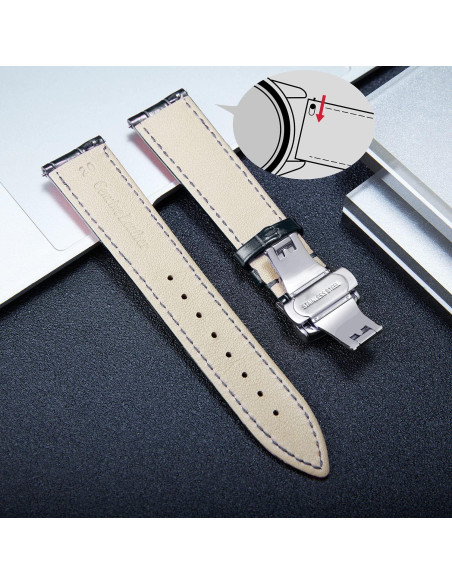 Correa de Reloj de Cuero BINLUN 12-24mm Hebilla Plateada