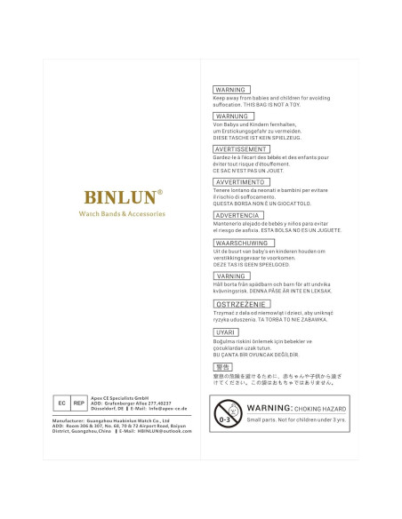 Correa de Reloj de Cuero BINLUN Patrón Cocodrilo 13 Tamaños