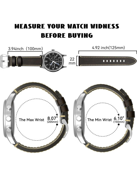 Correa de Reloj de Cuero 22mm RBIPO con Liberación Rápida