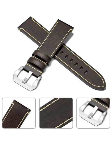 Correa de Reloj de Cuero 22mm RBIPO con Liberación Rápida