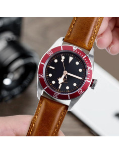 Correa de Reloj de Cuero Ritche 21mm Marrón Toffee y Negro 2