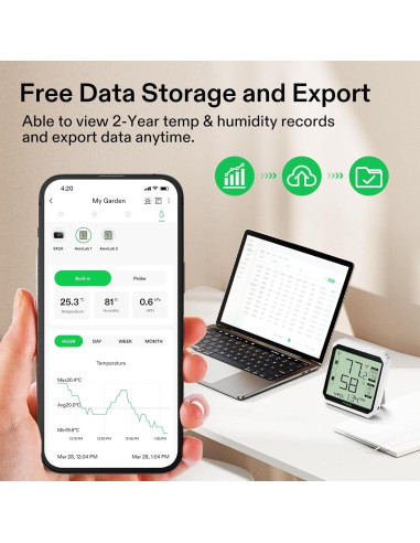 Higrómetro Termómetro Inalámbrico VIVOSUN VS-THB1 Bluetooth