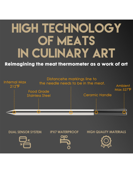 Termómetro Digital Bluetooth COOKIT MW3 con 2 Sondas 700ft