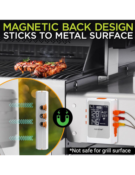 Termómetro de Carne Inalámbrico NutriChef NCWIRBBQ007 con 2 Sondas