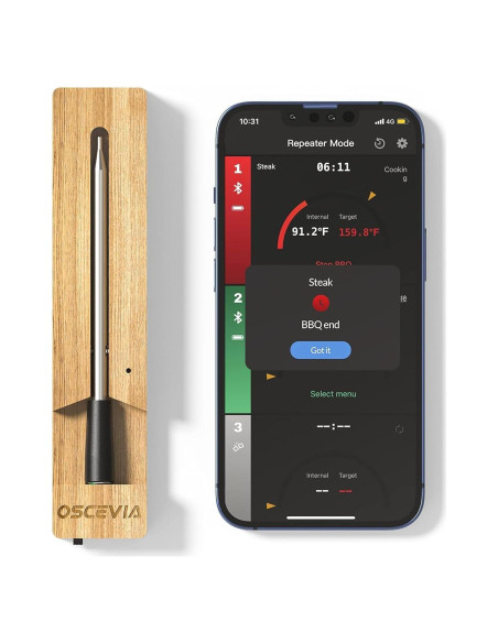 Termómetro de Carne Digital OSCEVIA Inalámbrico Bluetooth IP67 Termómetro de Carne Digital OSCEVIA Inalámbrico Bluetooth IP67