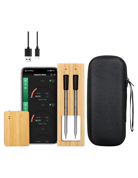 Termómetro de Carne Inalámbrico XiaYchaug 2 Sondas Bluetooth