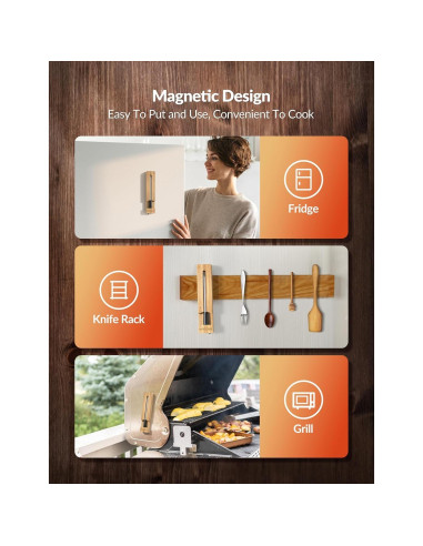 Termómetro de Carne Digital OSCEVIA Inalámbrico Bluetooth IP67