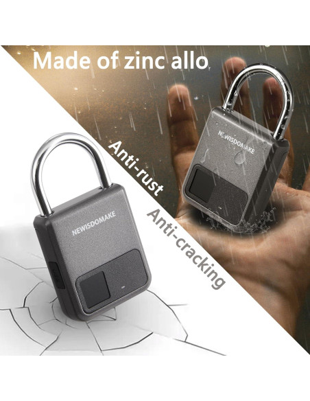 Candado Biométrico Newisdomake NM-8900PG Gris Recargable Candado Biométrico Newisdomake NM-8900PG Gris Recargable