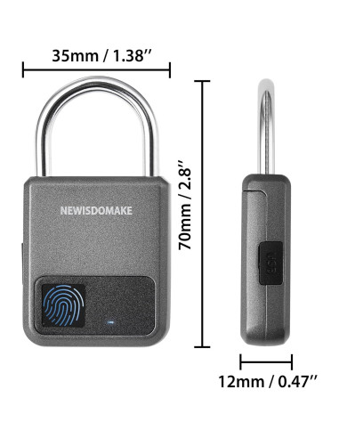 Candado Biométrico Newisdomake NM-8900PG Gris Recargable
