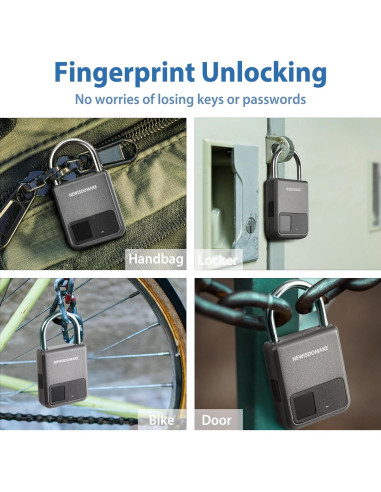 Candado Biométrico Newisdomake NM-8900PG Gris Recargable