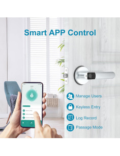 Cerradura Biométrica Foxgard con Huella Digital y APP Plata 2
