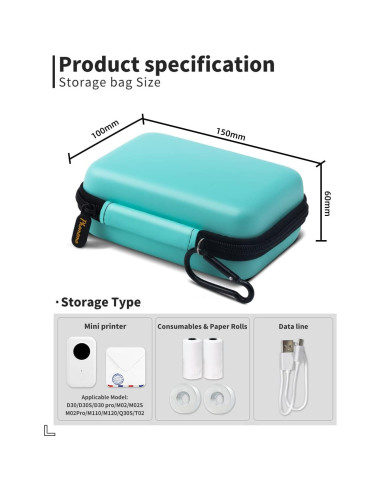 Funda dura de transporte Phomemo para impresora de etiquetas