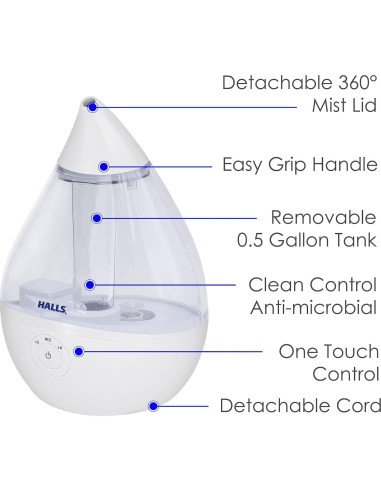 Humidificador Ultrasónico Crane x HALLS Droplet 1.89L