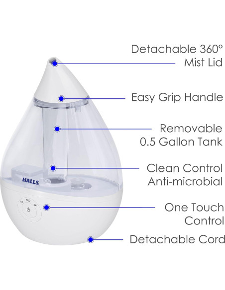 Humidificador Ultrasónico Crane x HALLS Droplet 1.89L