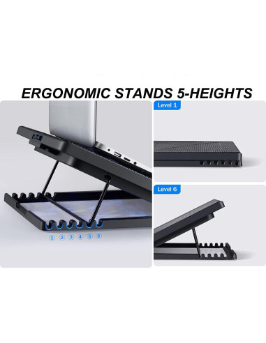 Almohadilla de Enfriamiento KEROLFFU 16" Aluminio USB Ajustable