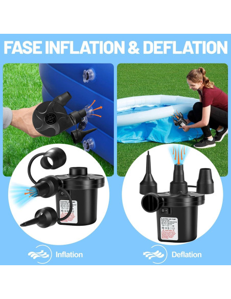 Bomba de Aire Eléctrica AearKing 110V/12V, Inflador y Desinflador