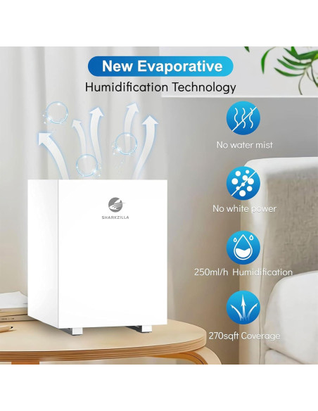 Humidificador Evaporativo SHARKZILLA 5L Silencioso 25dB
