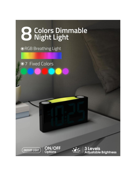 Reloj Despertador Vibrante Mesqool CR1008iR RGB USB Reloj Despertador Vibrante Mesqool CR1008iR RGB USB