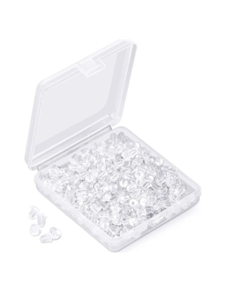 Respaldos de Aretes de Silicona iBayam 300 Piezas 4mm Transparentes