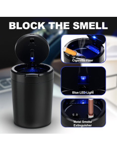 Cenicero de coche XIHUII con tapa y luz LED desmontable 2