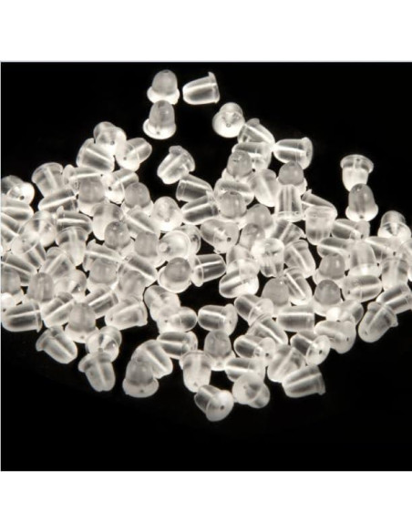 Respaldos de Aretes de Silicona iBayam 300 Piezas 4mm Transparentes