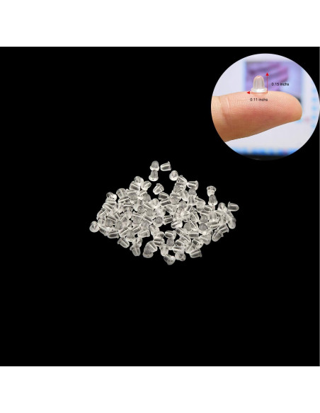 Respaldos de Aretes de Silicona iBayam 300 Piezas 4mm Transparentes