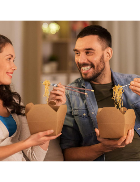 5 Pares de Palillos Reutilizables AKONEGE 25 cm Madera y Acero