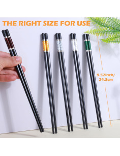 GLAMFIELDS 5 Pares Palillos Reutilizables Antideslizantes 24 cm 2