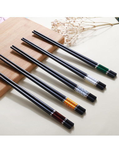 GLAMFIELDS 5 Pares Palillos Reutilizables Antideslizantes 24 cm