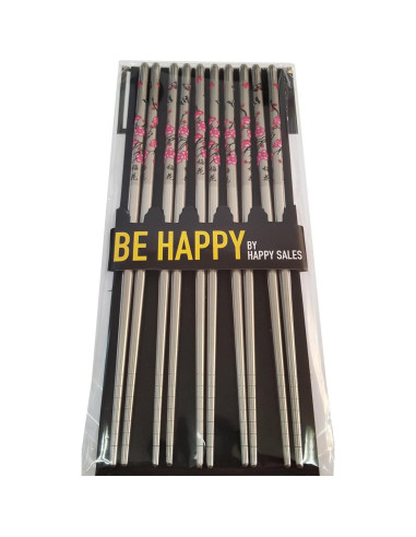 Palillos de Acero Inoxidable Happy Sales 5 Pares Flor de Cerezo