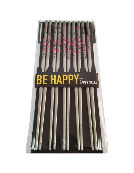 Palillos de Acero Inoxidable Happy Sales 5 Pares Flor de Cerezo