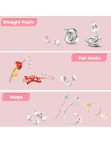 Respaldos de Aretes de Silicona iBayam 300 Piezas 4mm Transparentes