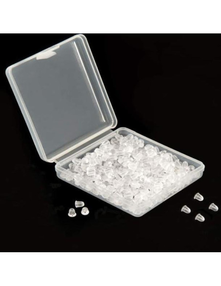 Respaldos de Aretes de Silicona iBayam 300 Piezas 4mm Transparentes