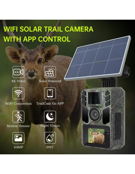 Cámara de sendero 4K FKPCAM con visión nocturna y WiFi