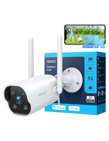 Cámara de Seguridad GNCC GT1PRO 2K Impermeable WiFi
