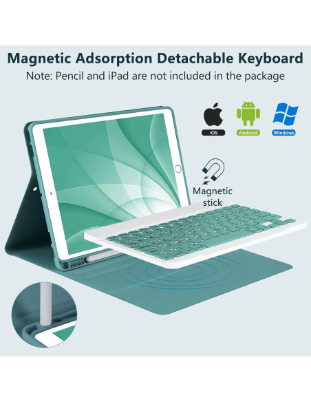 Funda Teclado Bluetooth iPad 10.2" MMK Verde Profundo Funda Teclado Bluetooth iPad 10.2" MMK Verde Profundo