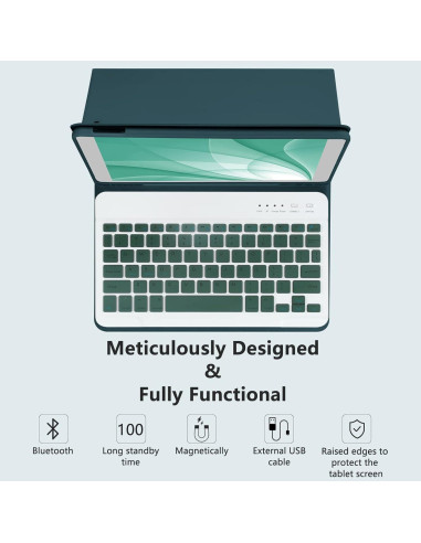 Funda Teclado Bluetooth iPad 10.2" MMK Verde Profundo