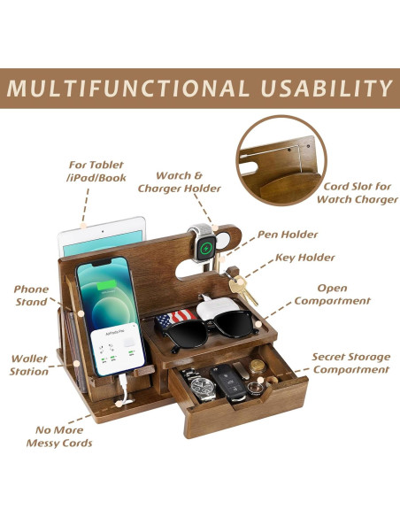 Soporte de Teléfono de Madera Funistree con Cajón 30x20cm Soporte de Teléfono de Madera Funistree con Cajón 30x20cm