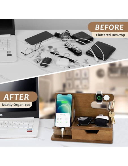 Soporte de Teléfono de Madera Funistree con Cajón 30x20cm Soporte de Teléfono de Madera Funistree con Cajón 30x20cm