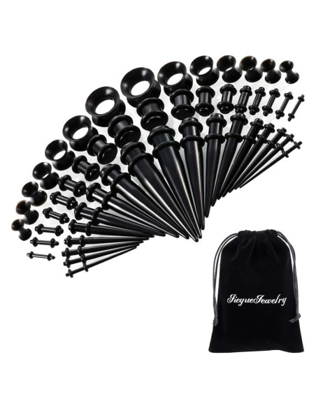 Kit de Estiramiento de Orejas JieyueJewelry 50 Piezas 14G-00G Kit de Estiramiento de Orejas JieyueJewelry 50 Piezas 14G-00G