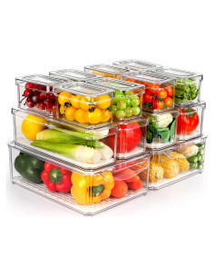 14 Contenedores Organizadores de Refrigerador Sin BPA